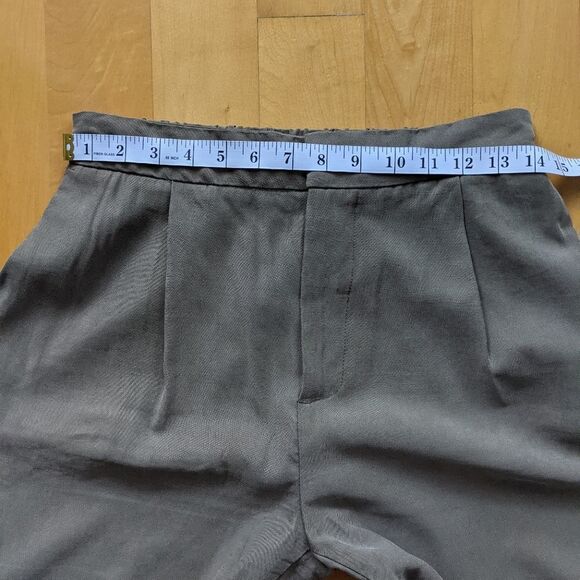 ZARA khaki pants cropped high rise pleated pants Medium - Picture 6 of 10